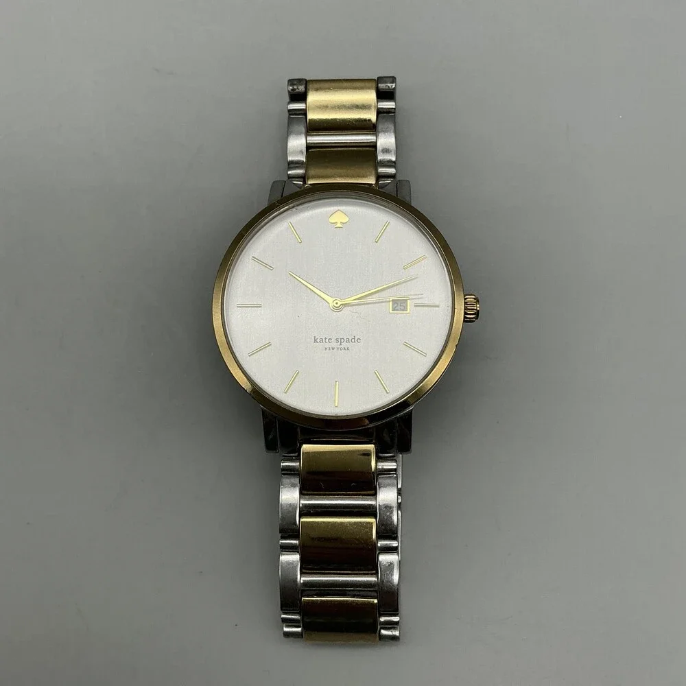 Kate Spade Womens Watch 38mm Two Tone Stainless Date New Battery 6.75